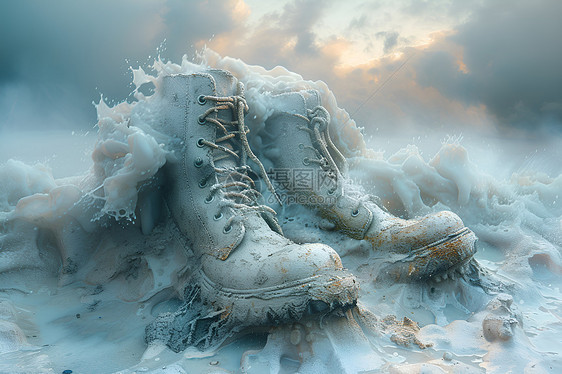 冰雪世界中的泥靴图片
