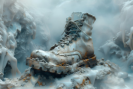 冰雪中的靴子图片