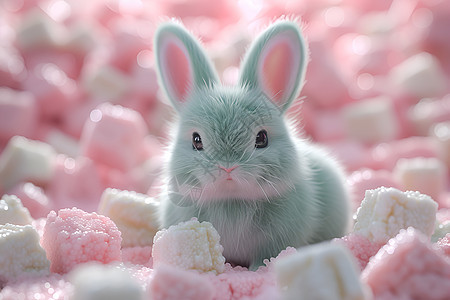 一只毛茸茸的小兔子图片