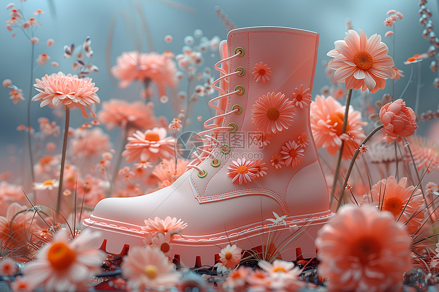 花环状的粉红色靴子图片