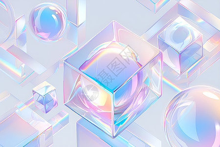 水晶魔方中的浮泡图片