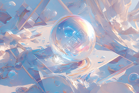 漂浮的玻璃球背景图片