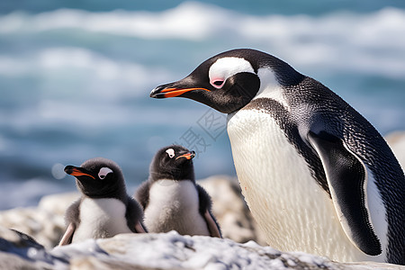 海洋边的一群企鹅图片