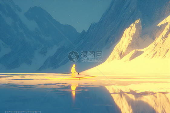 夜幕中的雪山图片