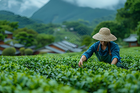 劳动节banner天空下的采摘者背景