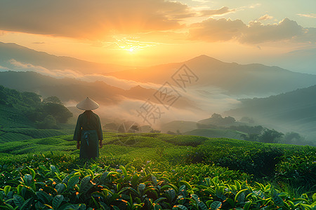 身着传统服饰的采茶工人图片