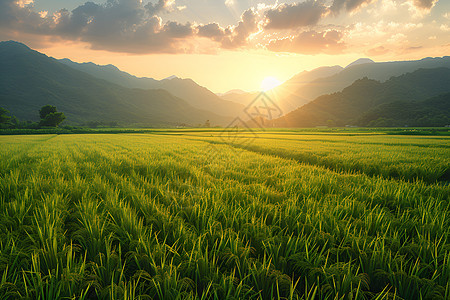 田园中的稻田图片