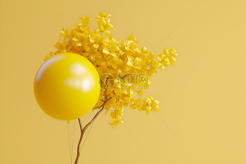 黄色气球和树图片