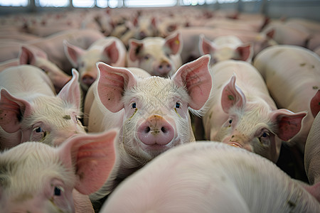 有序的猪场养殖拥挤高清图片