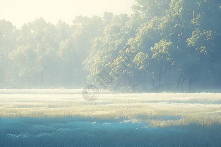 迷雾中的树木图片