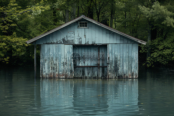 湖水淹没了房屋图片