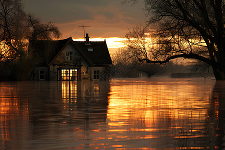 洪水中的家园图片