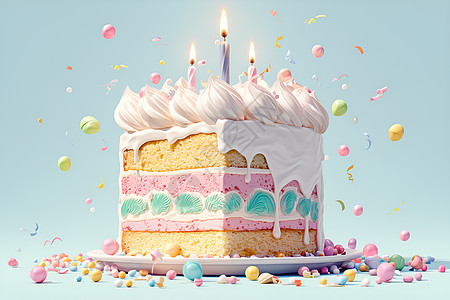 生日蛋糕上的蜡烛高清图片