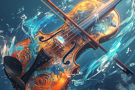 水中的小提琴图片