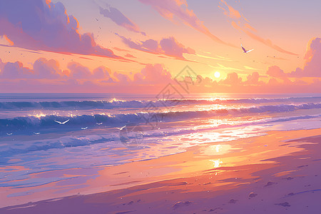 早晨沙滩的美景图片