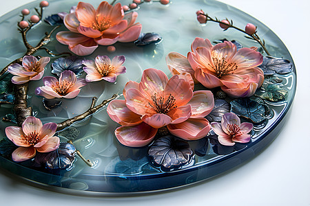 盘子上的花朵图片