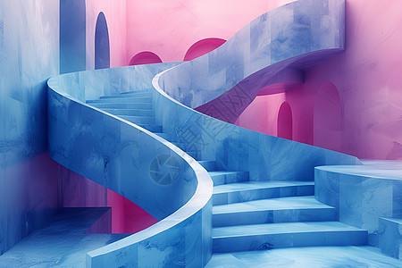 蓝粉梯子空间图片