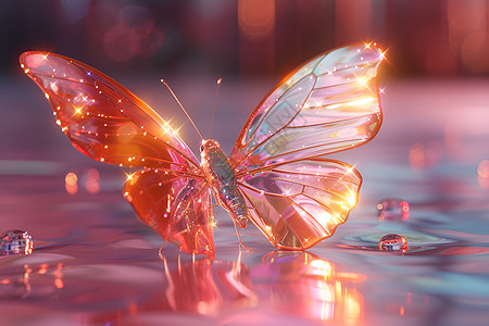 水晶抽象玻璃蝴蝶背景