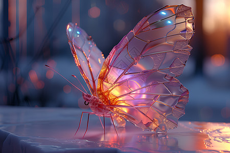 玻璃工艺品粉色玻璃蝴蝶背景