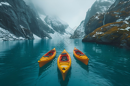极地海湾里的皮划艇图片