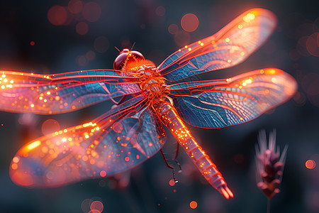 草地上的玻璃蜻蜓背景图片