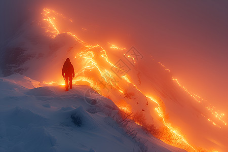 雪山上的火焰图片