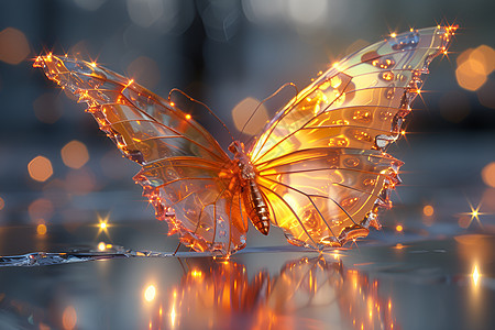 光影中的玻璃蝴蝶图片