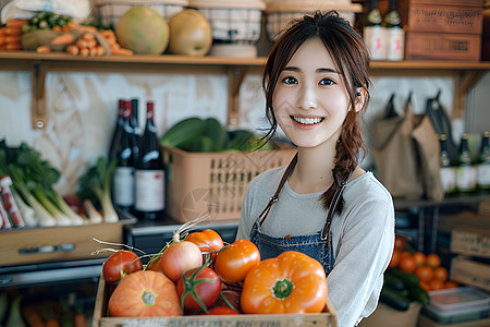 抱着南瓜的女子图片