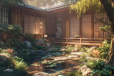 日式的庭院图片