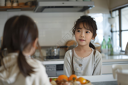 厨房背景的女孩图片