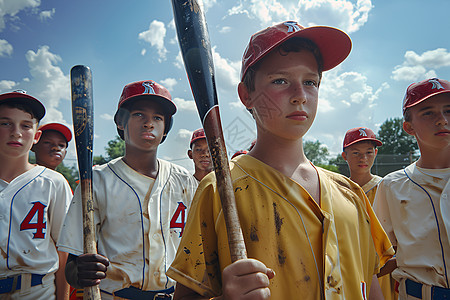 棒球训练中的男孩图片