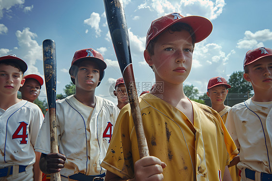 棒球训练中的男孩图片