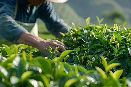 茶叶盒子茶农的严谨收割背景