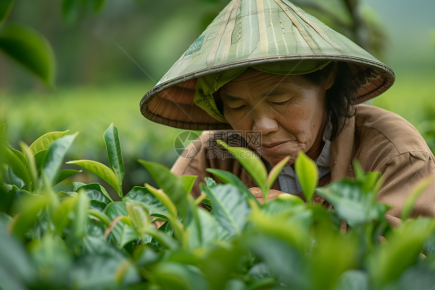 女工在中国的茶园图片