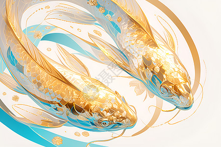 水里的金色锦鲤图片