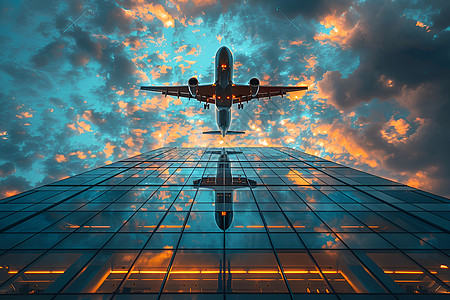 飞机与高楼图片
