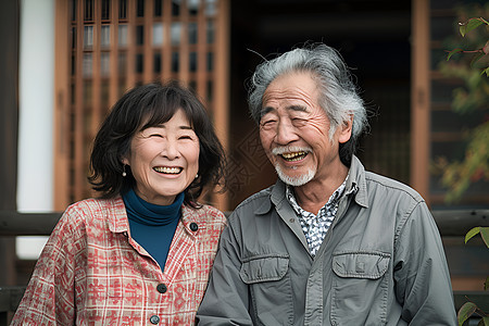 笑容满面的老夫妻背景图片