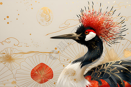 红头鹤的华丽之姿图片