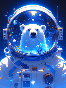 北极熊穿着宇航员头盔图片