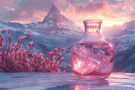 湖畔晨曦的花瓶图片
