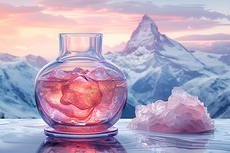 紫色花瓶与冰山图片
