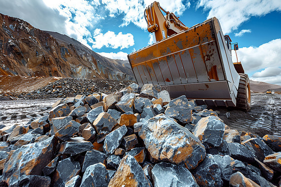 巨型铲车推动岩石图片