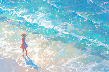 海边的女孩背景图片