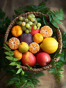 篮子中的水果背景图片