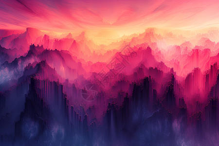 彩色山脉立体绘画图片