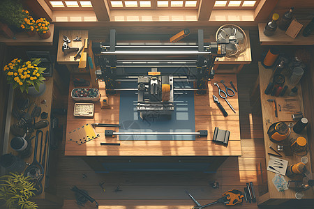 木桌上的3d打印机图片