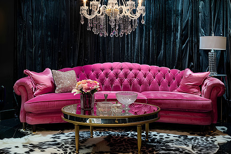 奢华粉色沙发图片