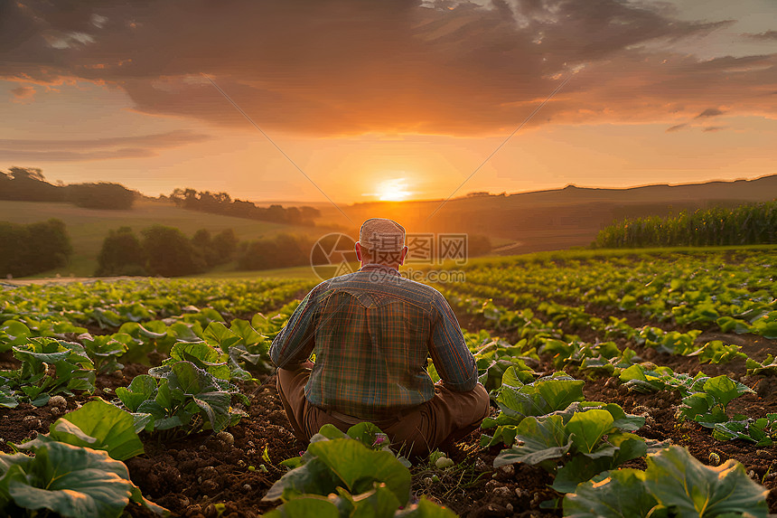 农夫在田里休息图片