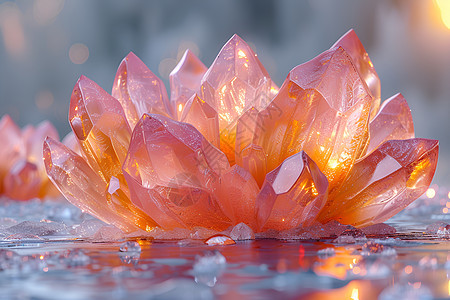 水晶花朵的奇幻光影图片