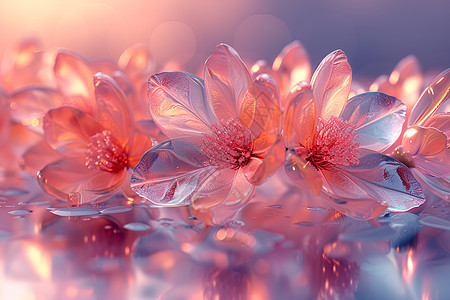 水面上漂浮的粉色花朵图片